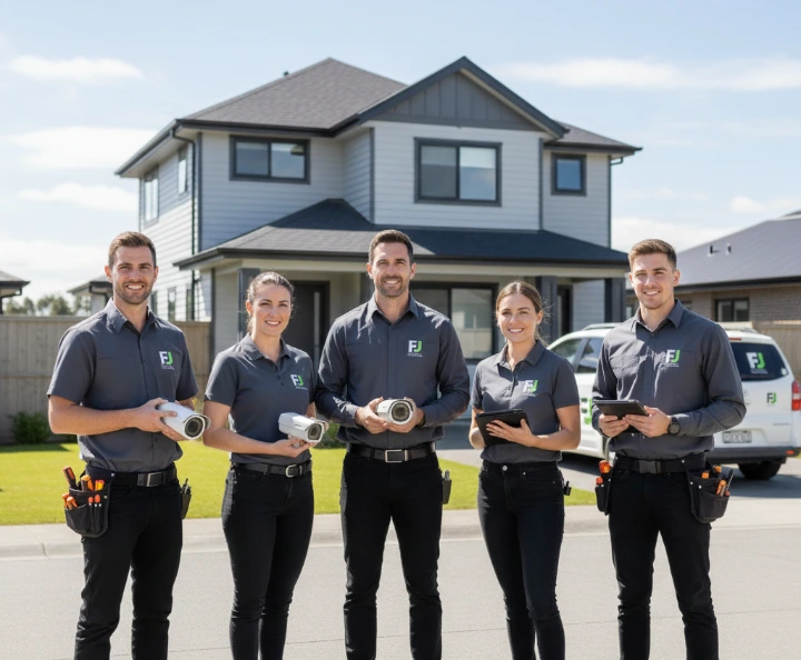 Security technician installing CCTV in Brisbane